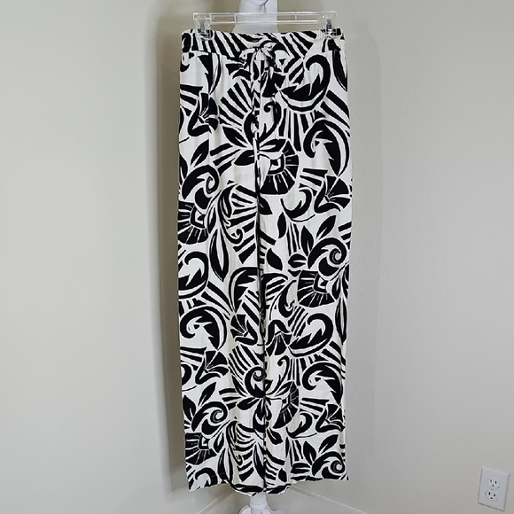 Peach Brand Palazzo Wide Leg Black White Abstract Print Pants - Picture 7 of 7